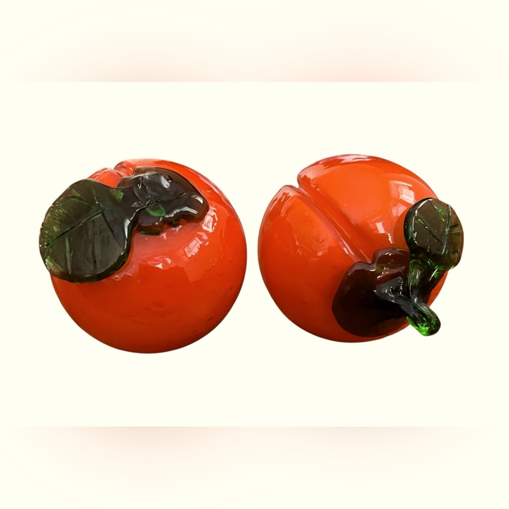 Vintage Pair Of Art Glass Hand Blown Peaches